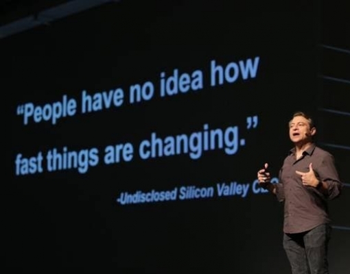 O fundador da Singularity University, Peter Diamandis, durante palestra no HSP Expo 2018