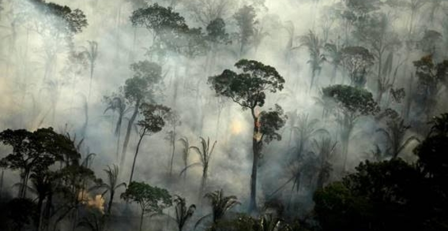 Fumaça de incêndio na Floresta Amazônica perto de Porto Velho. Foto Reuters