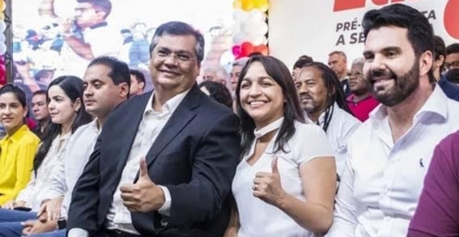 A senadora Eliziane Gama (PSD-MA) ao centro e ao lado do ministro da Justiça Flávio Dino. Foto Blog do Isaías Rocha