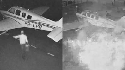 Criminosos incendeiam e destroem avião em fazenda de Sertãozinho, SP