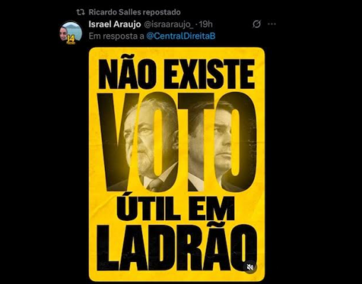 Salles se retrata após compartilhar montagem com Flávio como ‘ladrão’